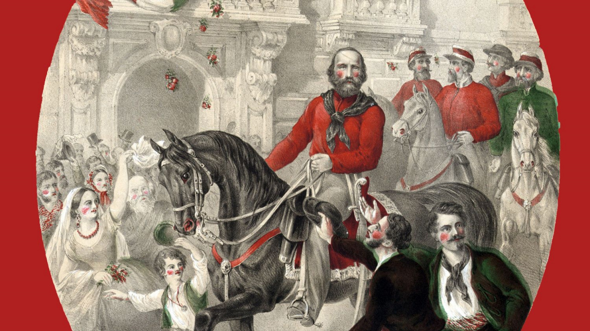 «Люди приветствуют Джузеппе Гарибальди, въезжающего в Неаполь верхом на лошади». 1860 год. Неизвестный художник.