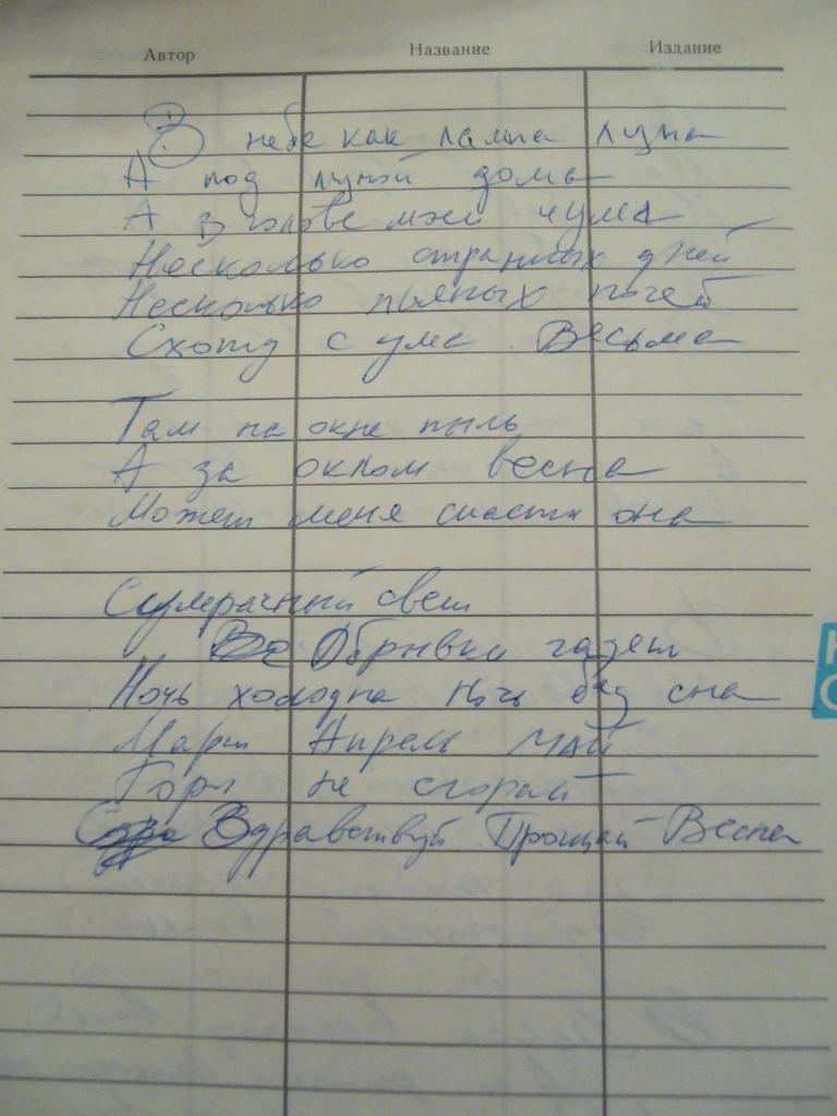 Безымянная рукопись из архива Наталии Разлоговой.