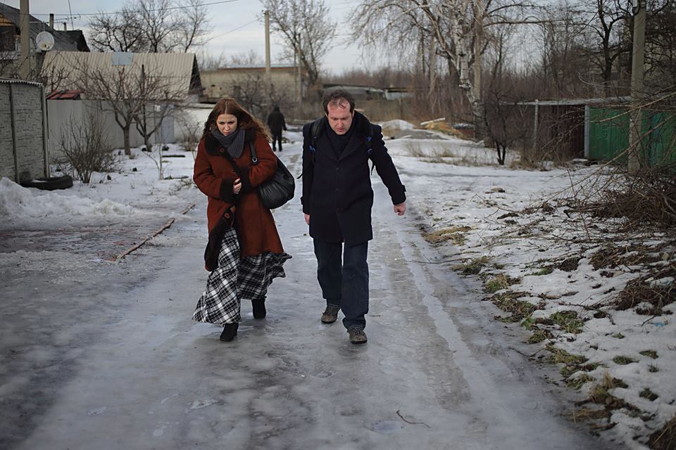 С главным редактором «Русского репортера» Виталием Лейбиным. Донецк, 2015