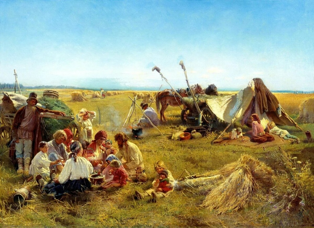 «Крестьянский обед в поле», худ. К. Маковский, 1871 год.